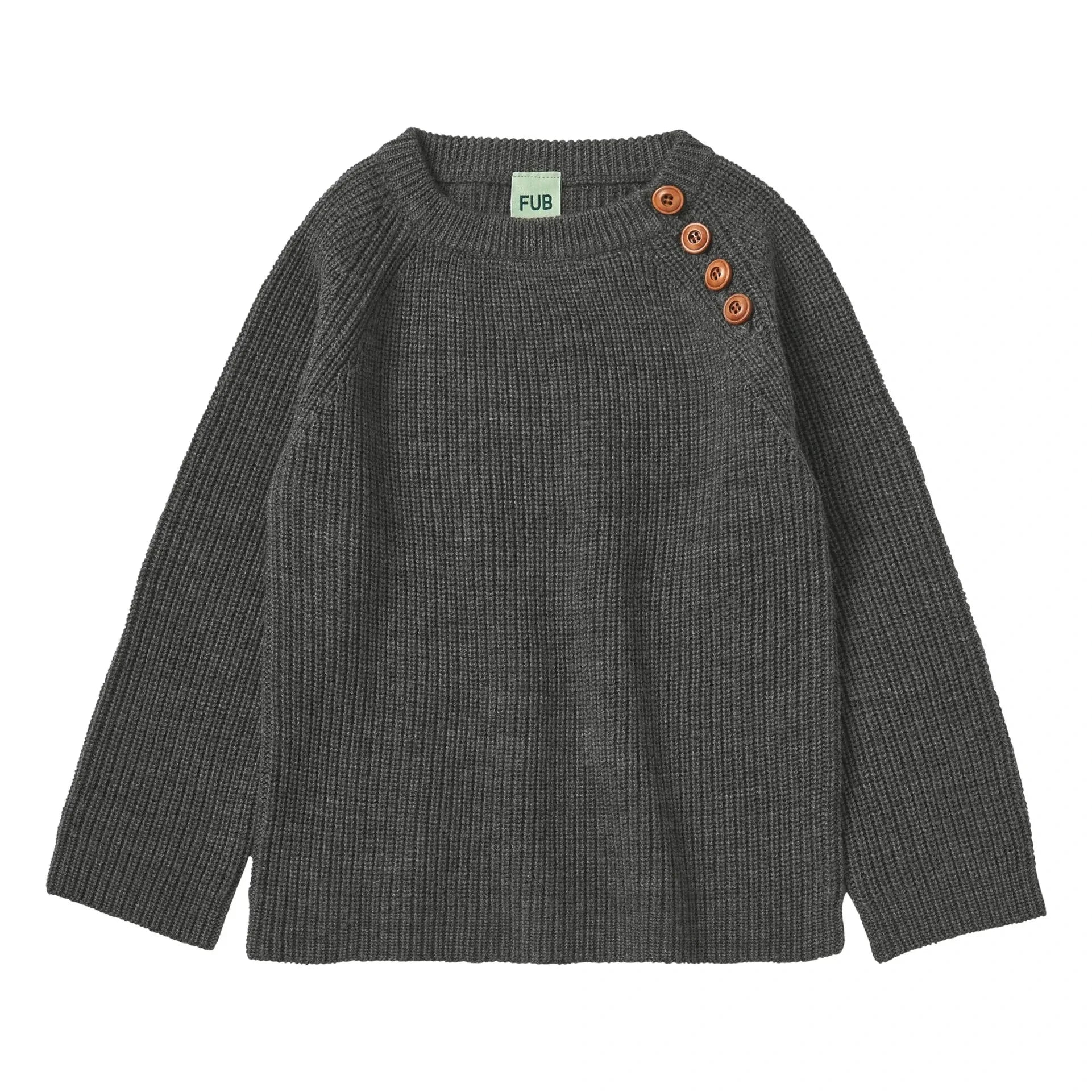 FUB - Merinowoll-Rippenpullover | Grau