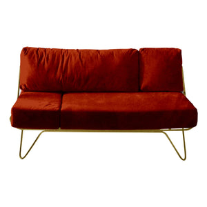 Honoré - Croisette Sofa - Epoxid-Mattgoldrahmen, Samt | Terrakotta-Rot