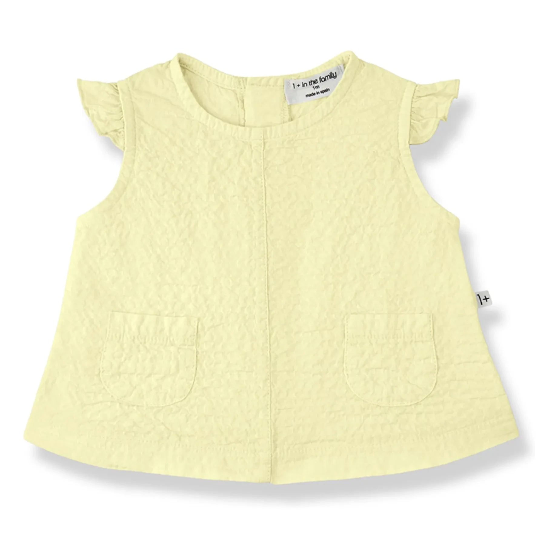 1+ in der Familie - Apolonia Seersucker Bluse und Bloomer Set | Blassgelb