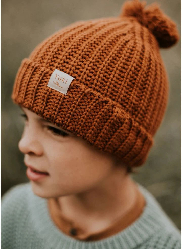 Yuki - Strickmütze aus Bio-Baumwolle | Braun