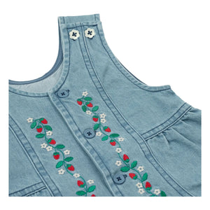 Goldie + Ace - Erdbeer-Strampler Chambray Kurz | Blau