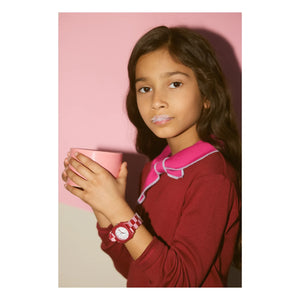 Mini Kyomo - Damier Raspberry Eiscreme-Uhr | Rosa