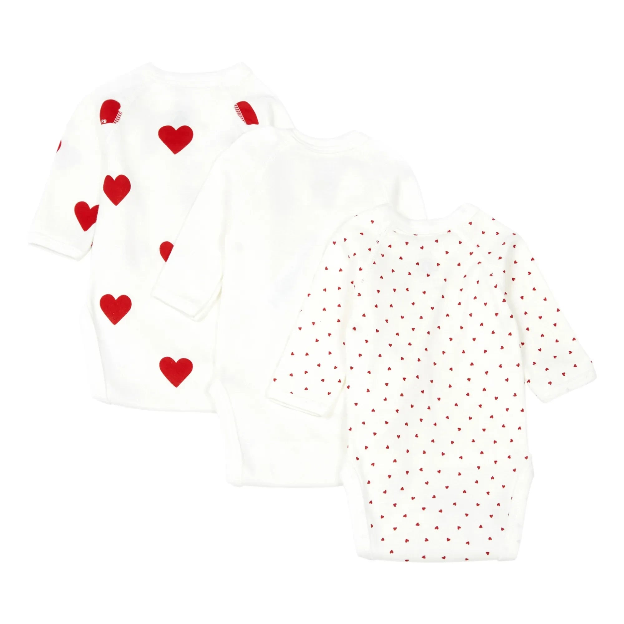 Petit Bateau - 3er-Pack Cœur Latzhose aus Bio-Baumwolle | Rot
