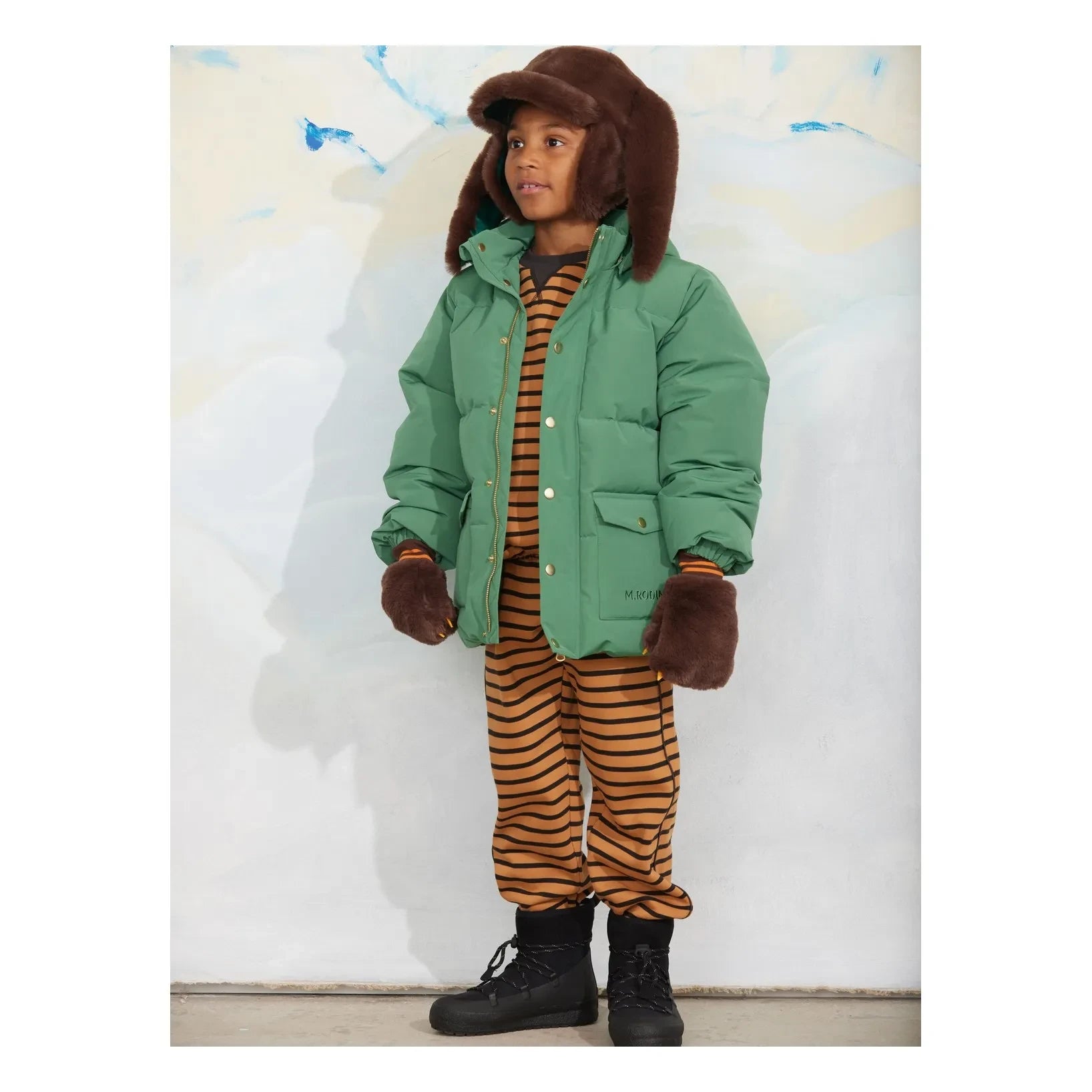 Mini Rodini - Gestreifter Bio-Baumwoll-Jogger | Braun
