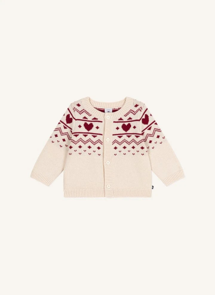 Petit Bateau - Baby-Wollweste mit Herz | Ecru