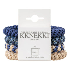 Bon Dep - Kknekki Haargummis im 4er-Pack, 3 Scrunchies | Marineblau