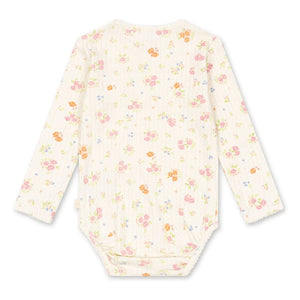 Konges Sløjd - Minnie Rib-Body mit Blumenmuster aus Bio-Baumwolle | Ecru