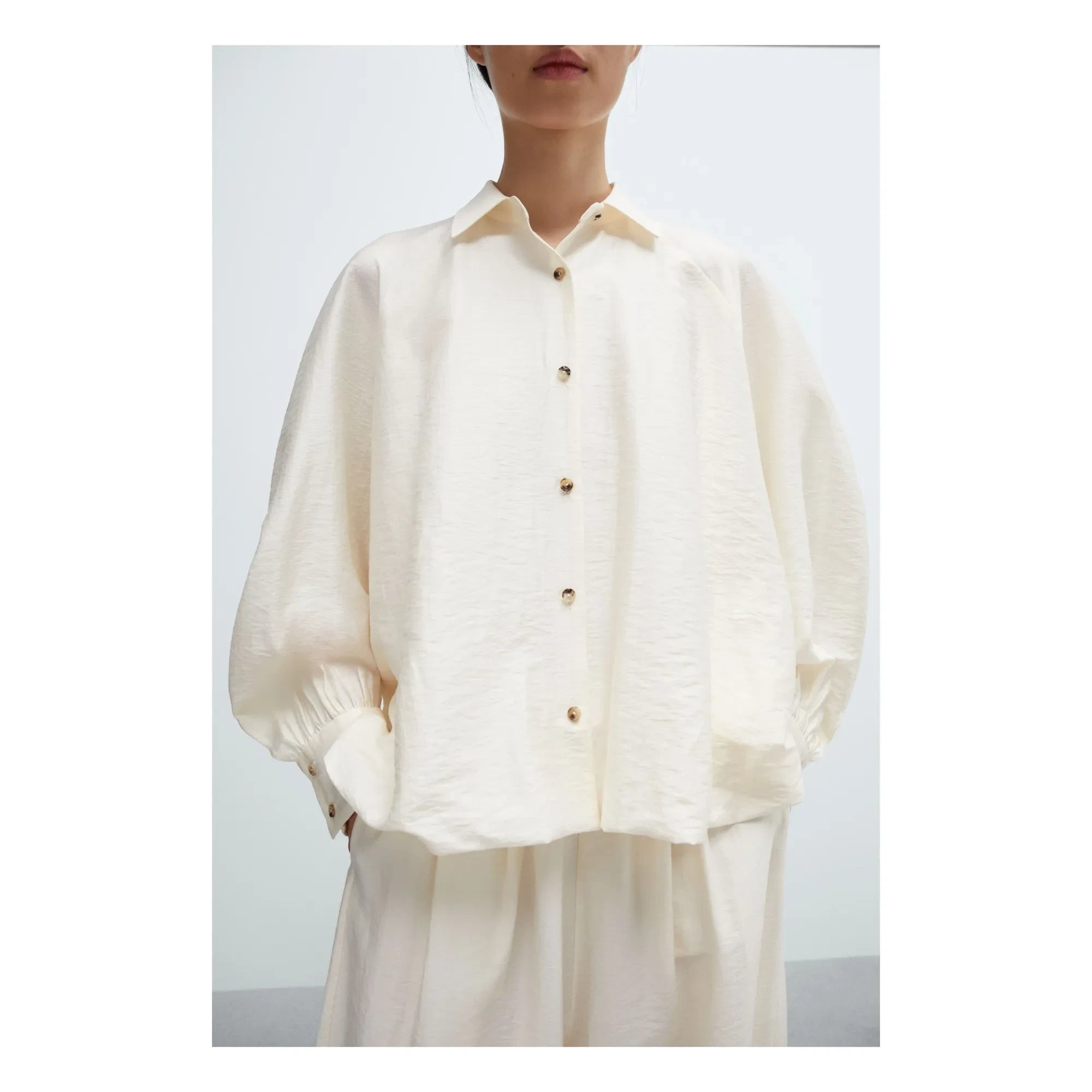 Cordera - Marfil Balon Kollu Bluz | Creme