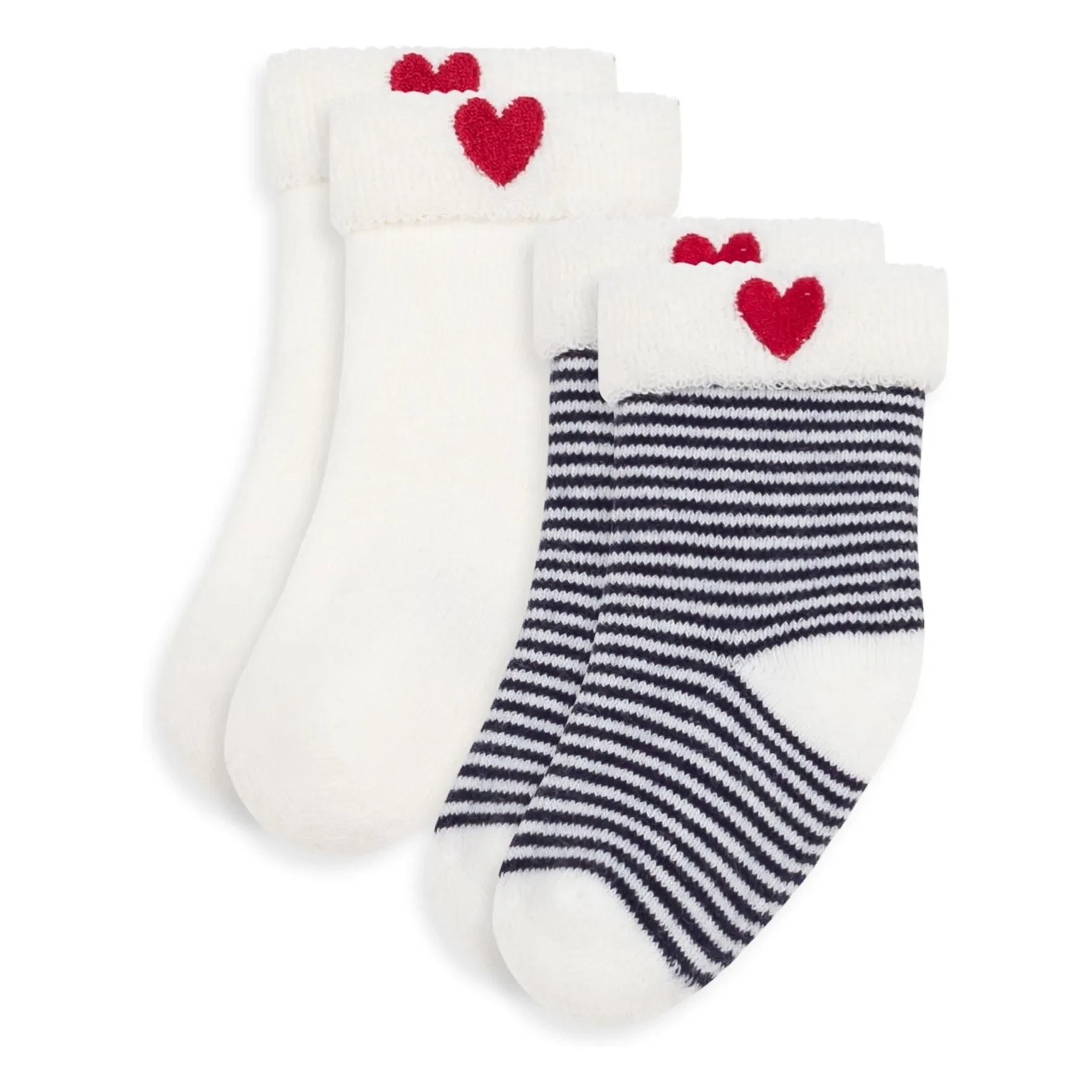 Petit Bateau – 2er-Set Ringelsocken | Weiß