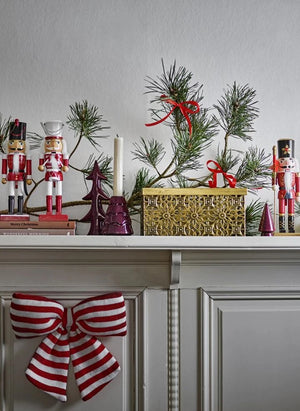 Bloomingville - Ruby Gestreifter Schleifen Weihnachtsschmuck | Rot