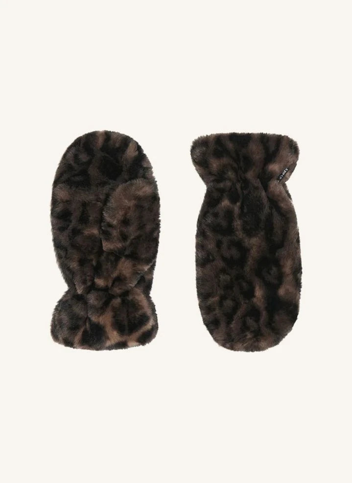 Apparis - Braune Coco Leopard Recyclingfaserhandschuhe