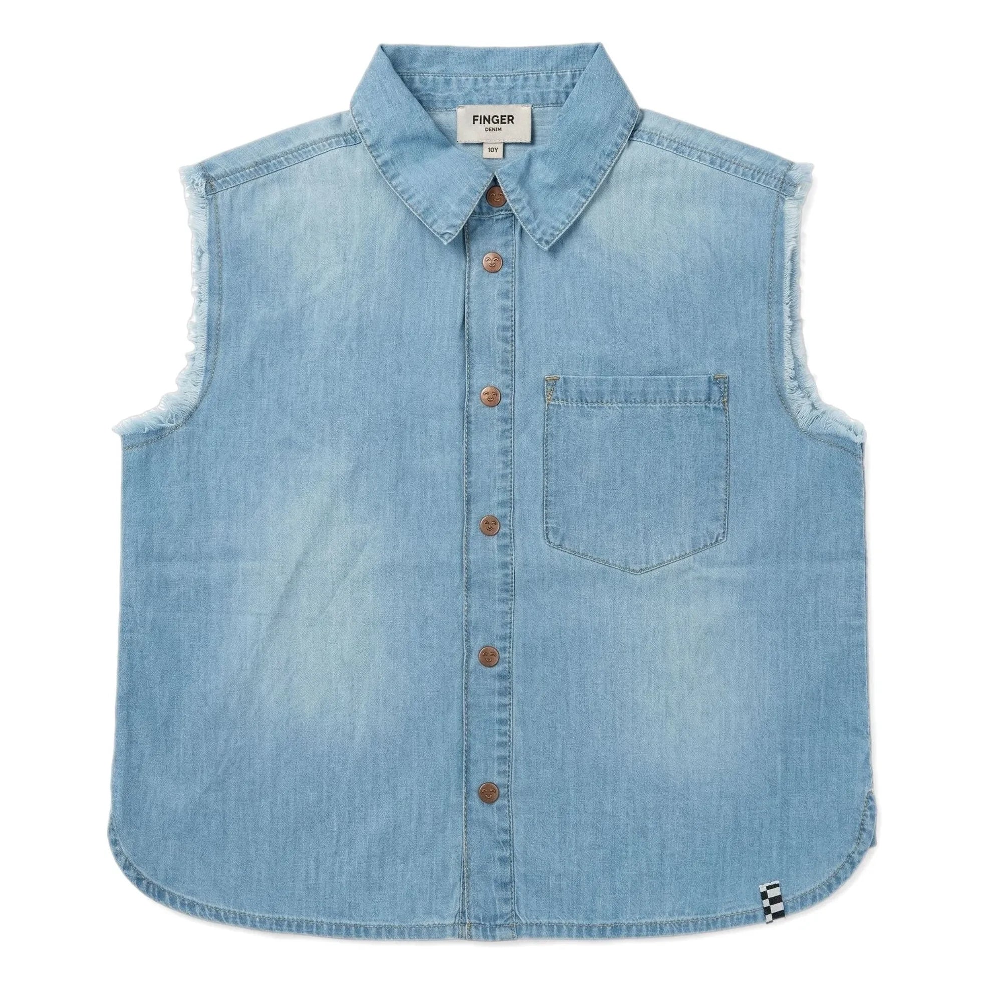 Finger in the nose - Ella Ärmelloses Denim Hemd | Grau