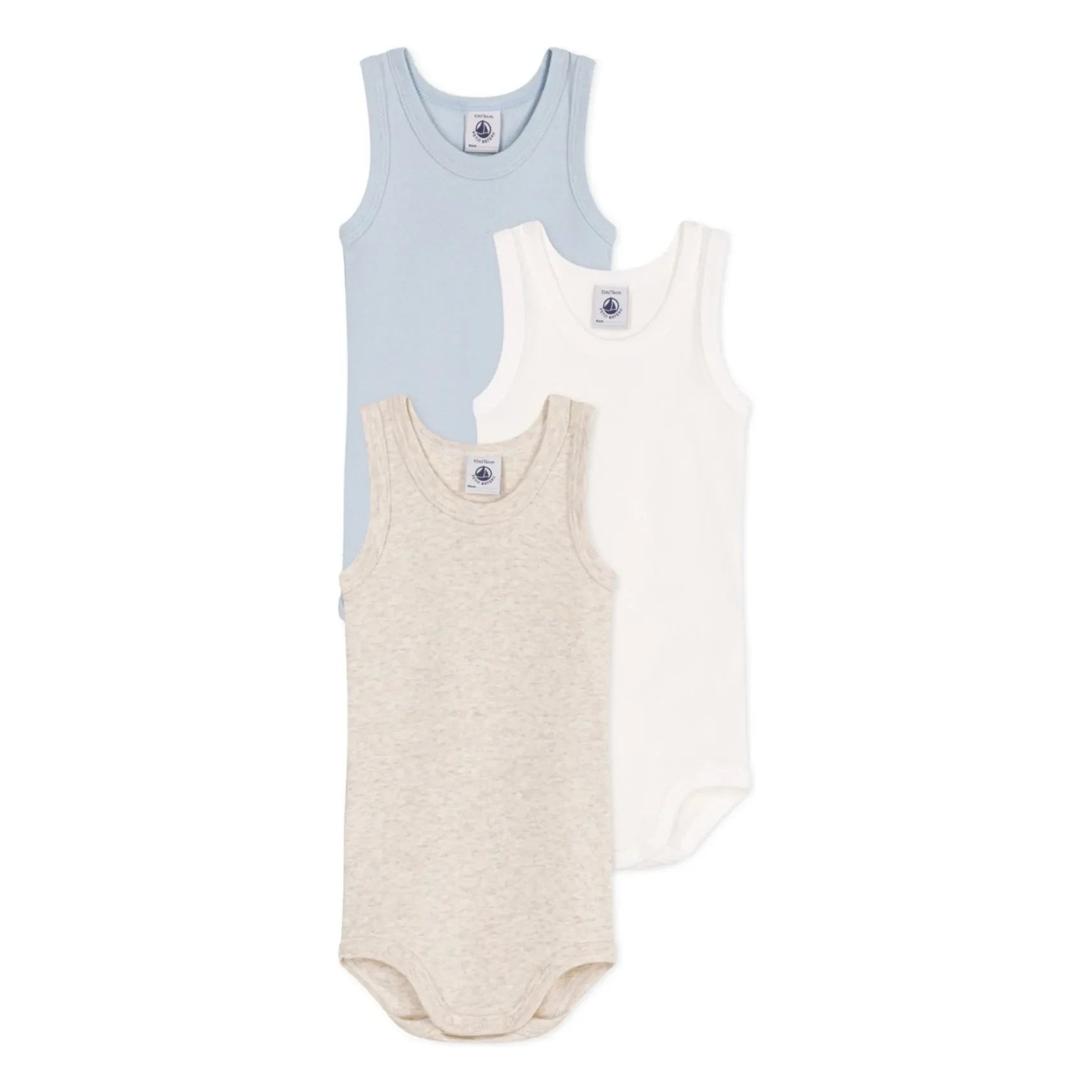 Petit Bateau - 3er-Pack Trägerlose Bodys | Blau