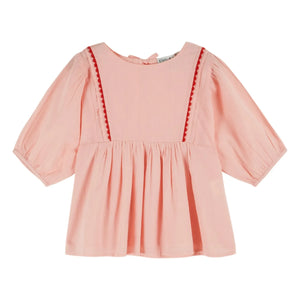 Emile et Ida - Voile Bluse mit Rüschen | Blassrosa