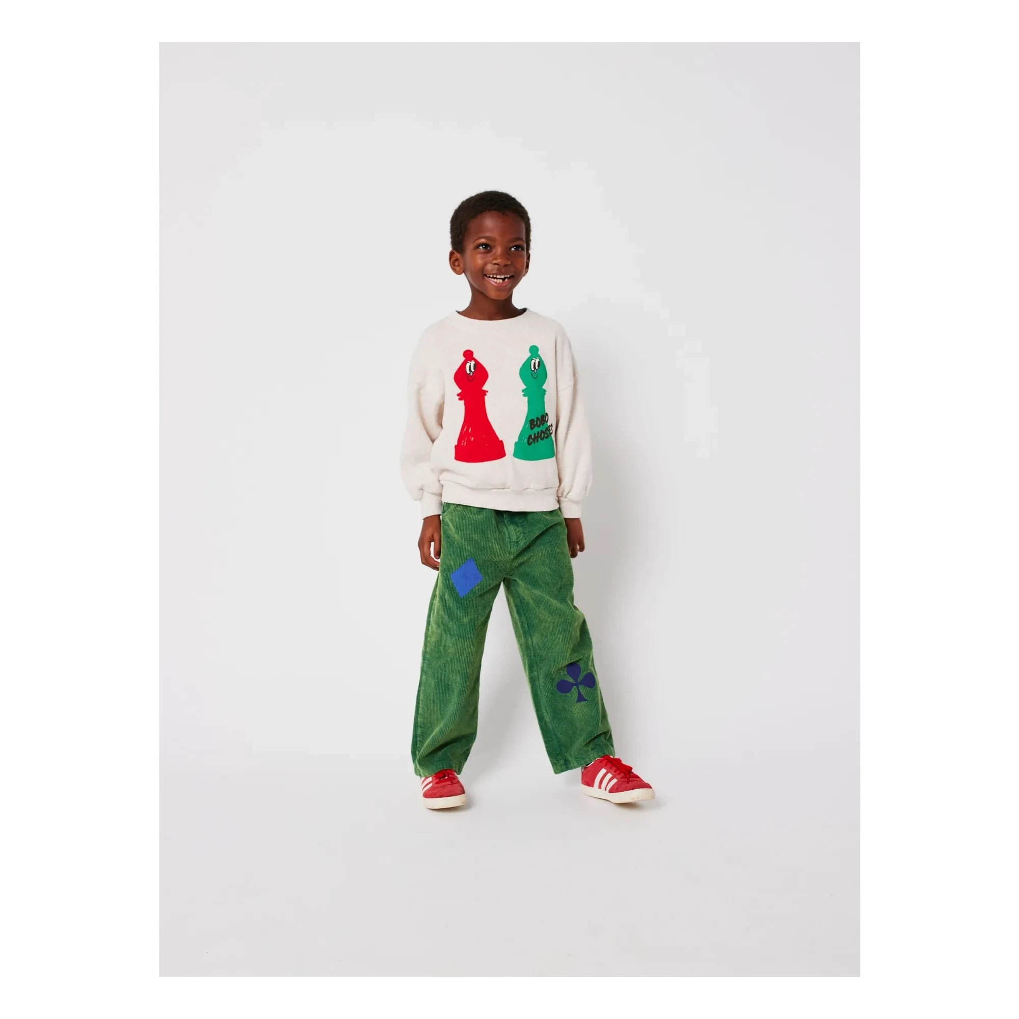 Bobo Choses - Chess Sweat Bio-Baumwolle | Heather Beige