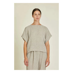 Black Crane – Basic Leinen-Top | Hellgrau
