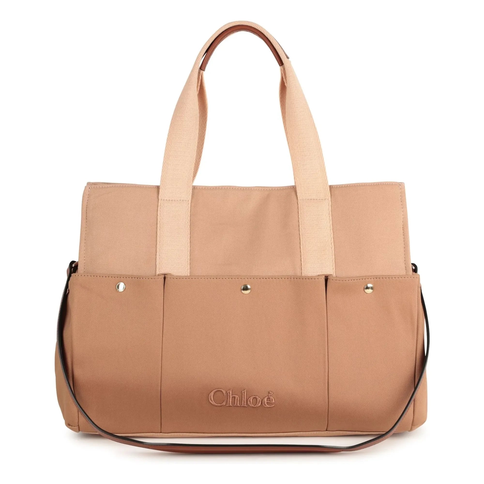 Chloé – Wickeltasche mit Logoprint | Beige-Rosa