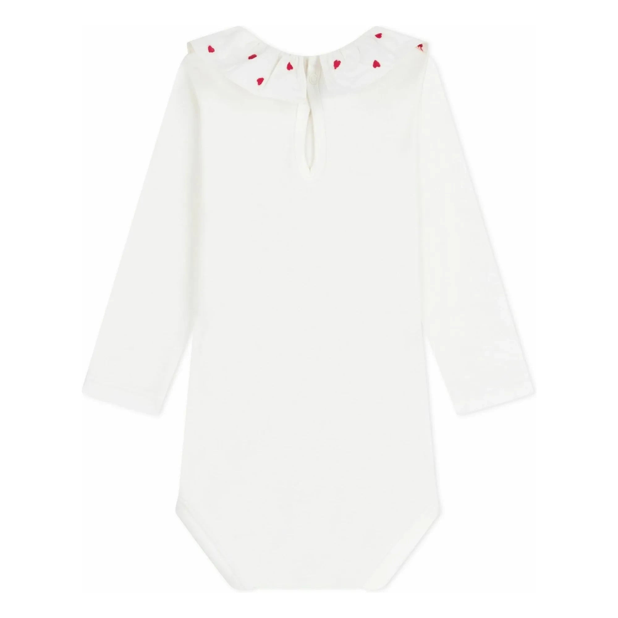 Petit Bateau - Bio-Baumwoll-Body mit Rüschenkragen | Weiß