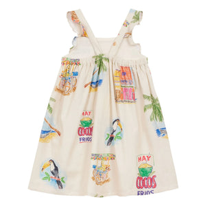 Arsène et Les Pipelettes - Twill Palm Latzkleid | Ecru