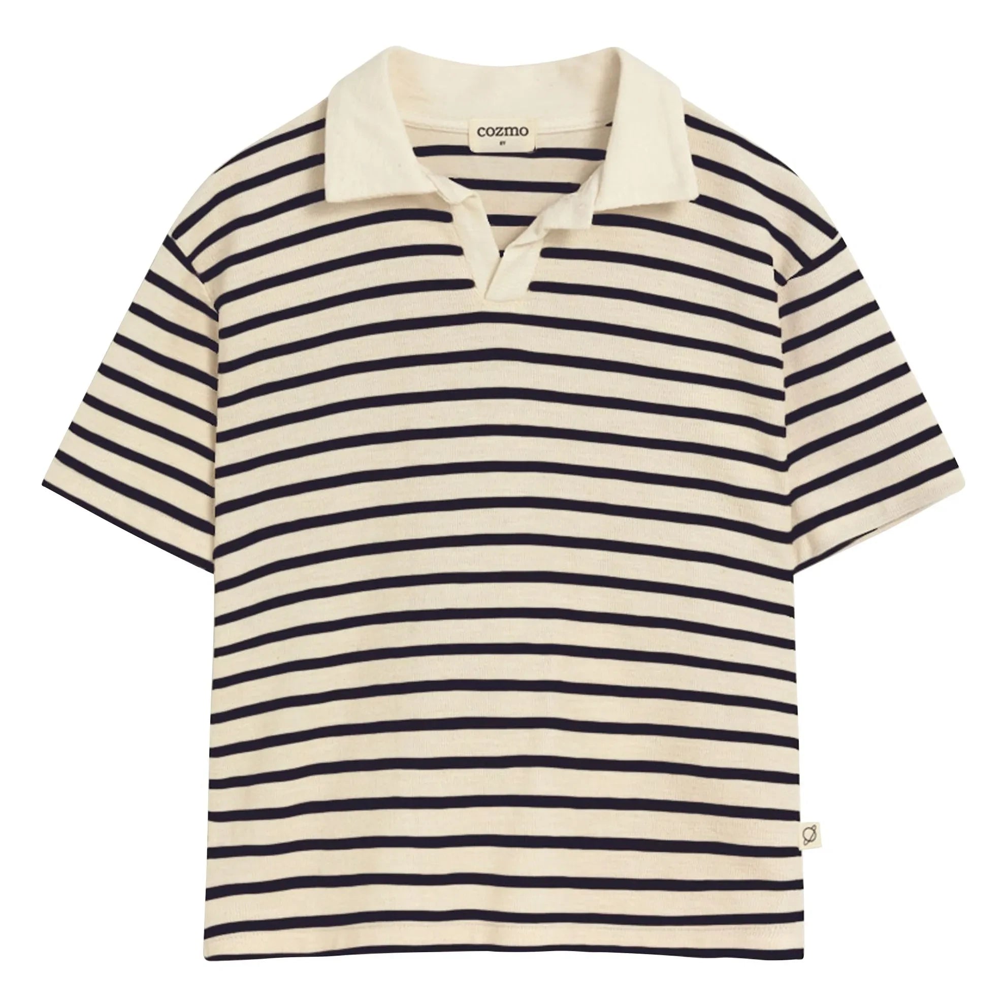 Cozmo – Drake Gestreiftes Poloshirt aus Bio-Baumwolle | Marineblau