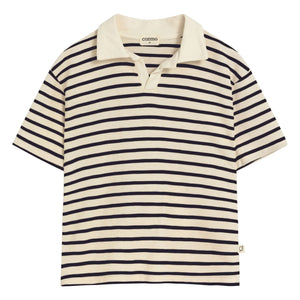 Cozmo – Drake Gestreiftes Poloshirt aus Bio-Baumwolle | Marineblau