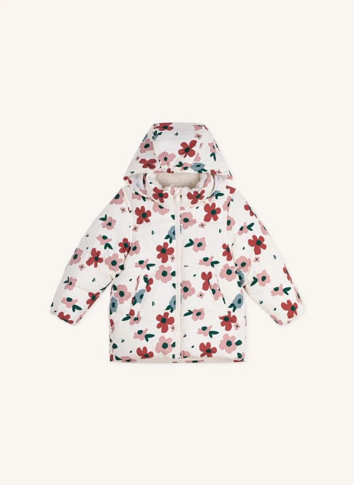 Petit Bateau - Steppjacke mit Blumenmuster | Ecru