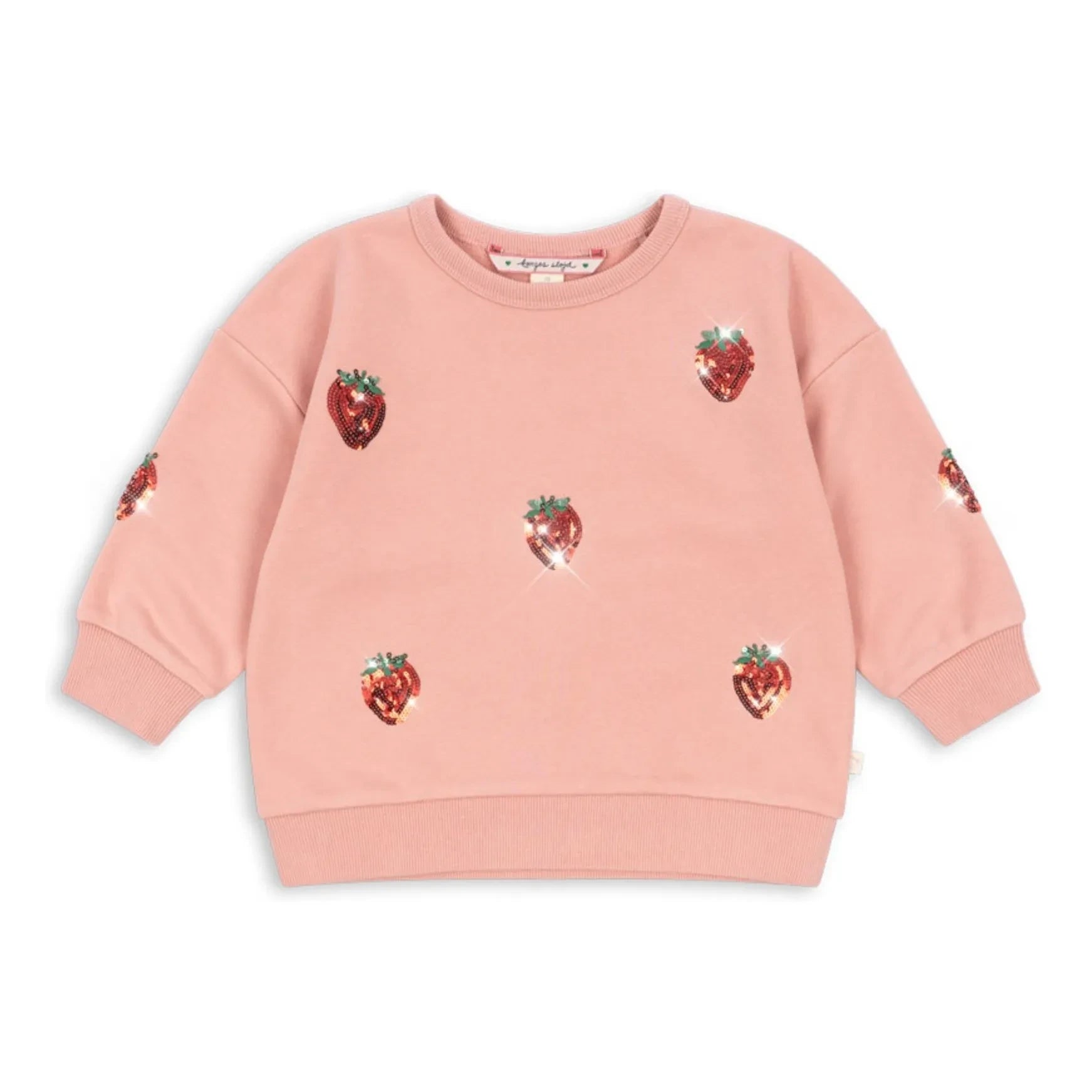 Konges Sløjd - Lou Erdbeer-Sweatshirt mit Pailletten aus Bio-Baumwolle | Pink