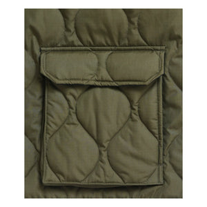 Taion - Militärischer Unisex Langer Steppmantel mit Reißverschluss | Olivgrün