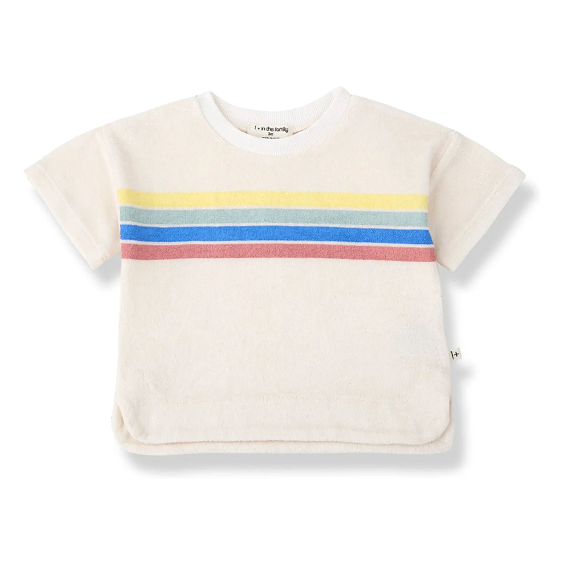 1+ in the family - Alocs Gestreiftes Handtuch-T-Shirt | Weiß
