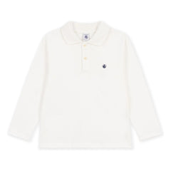 Petit Bateau - Organik pamuklu logolu polo tişört | Ekru