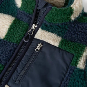 Liewood - Nolan Karomuster Sherpa-Stil Jacke, hergestellt aus recycelten Fasern | Marineblau