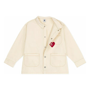 Petit Bateau - Jacke mit sichtbaren Nähten und Herzmotiv | Ecru