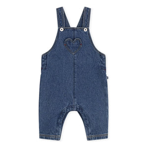 Petit Bateau - Organik Pamuk Denim Kalp Salopet | Mavi