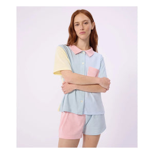 Petit Bateau - Grün gestreifter kurzer Pyjama