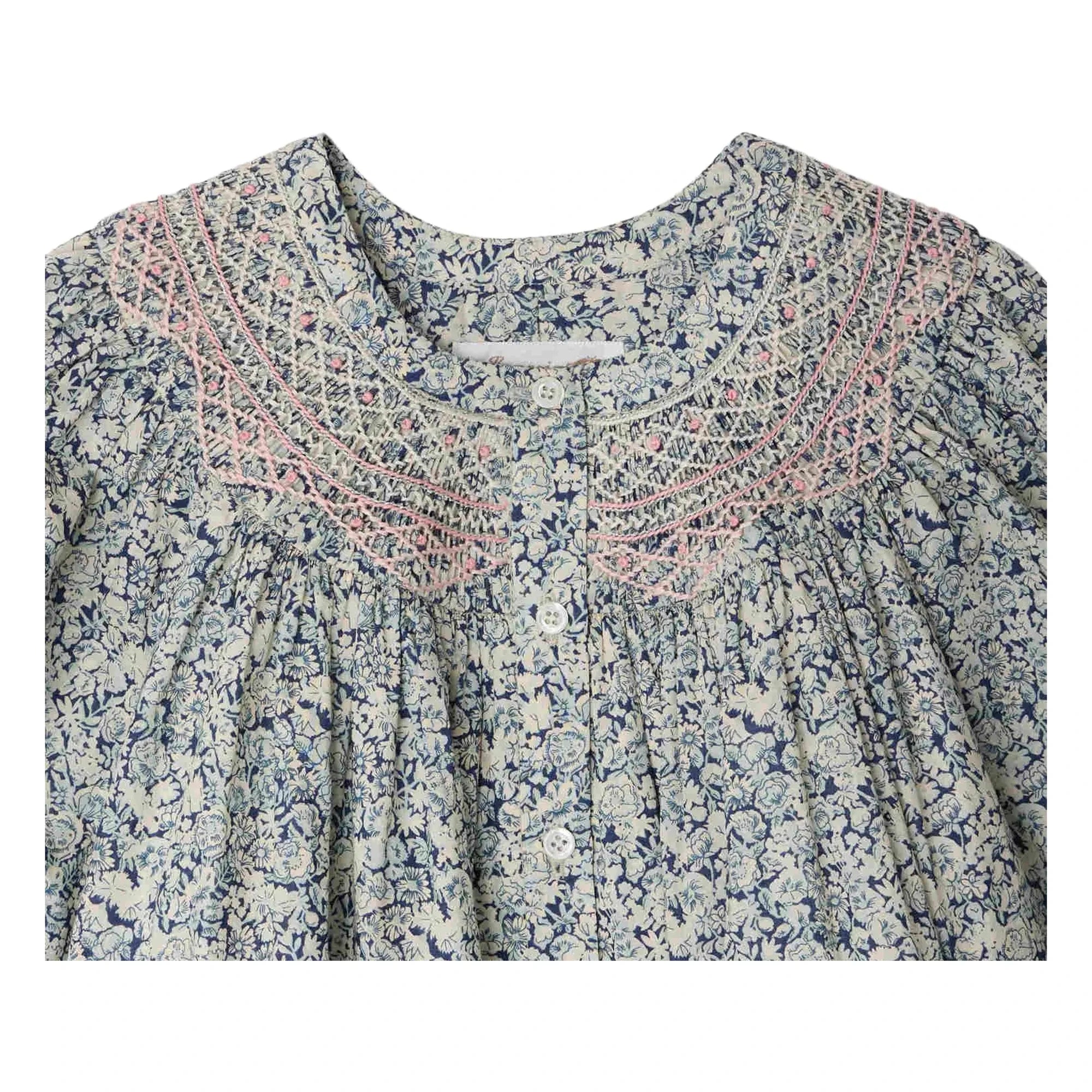 Bonpoint - Ladwiga Fleurie Bio-Baumwoll-Rüschenkleid | Preußischblau