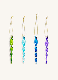 &Klevering - Lila | 4-teiliges Glas Hängend Weihnachtsdekoration Set