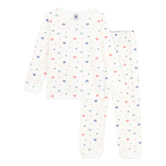 Petit Bateau - Herz Schlafanzug Bio-Baumwolle | Weiß