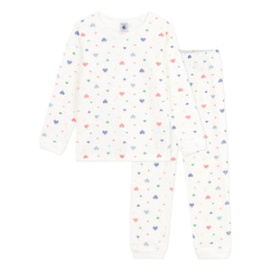 Petit Bateau - Herz Schlafanzug Bio-Baumwolle | Weiß