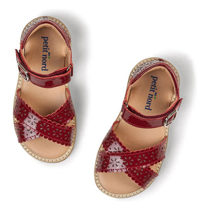 Petit Nord - Scallop Flower Sandalen | Kirschrot