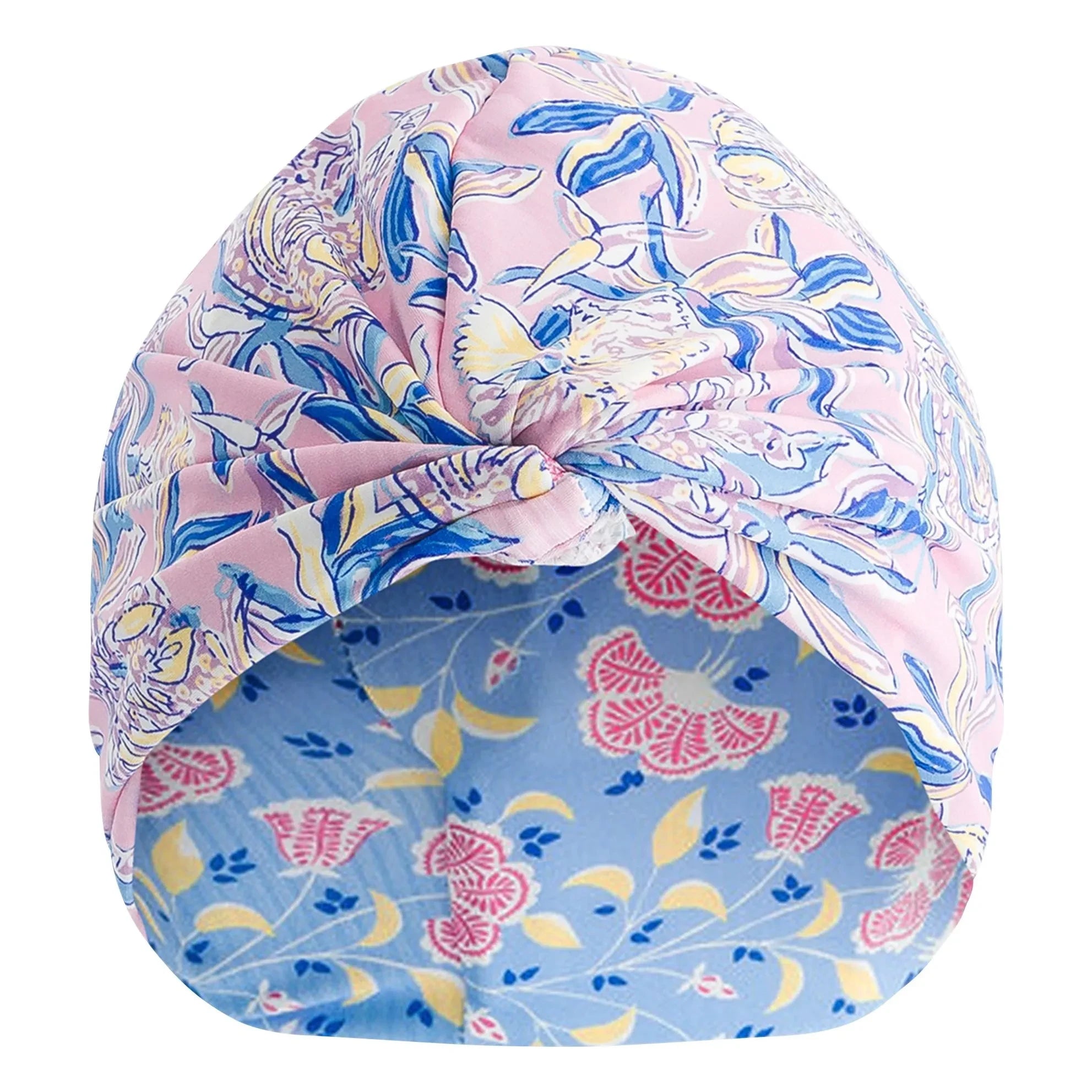 Louise Misha - Abina Badehaube mit Blumenmuster aus recycelten Fasern | Blau