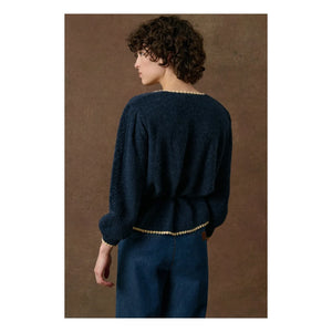 Louise Misha - Sandya Wolle Cardigan | Marineblau