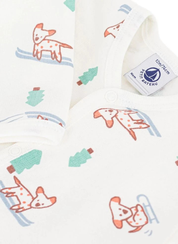 Petit Bateau - Schlafsack Dogs Bio-Baumwolle | Weiß