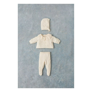 Louise Misha - Bliss Strickjacke, Hose und Beguine Set | Creme