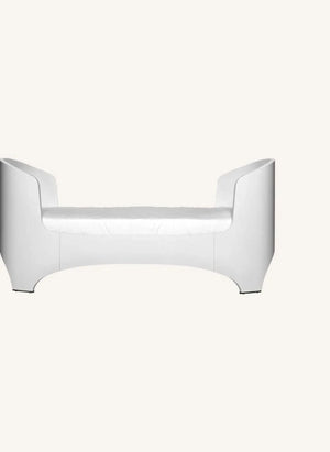Leander - Dönüştürülebilir Oval Karyola, Comfort+7 Yatak ile Eksiksiz | Beyaz saten