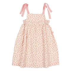 Búho - Seersucker Schleifenkleid mit Blumenmuster | Peach