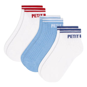 Petit Bateau - 3 Çift Düşük Spor Çorap Seti | Beyaz