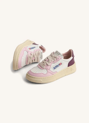 Autry - Zwei-Farben Kinder Medalist Niedrig Leder Sneaker | Rosa