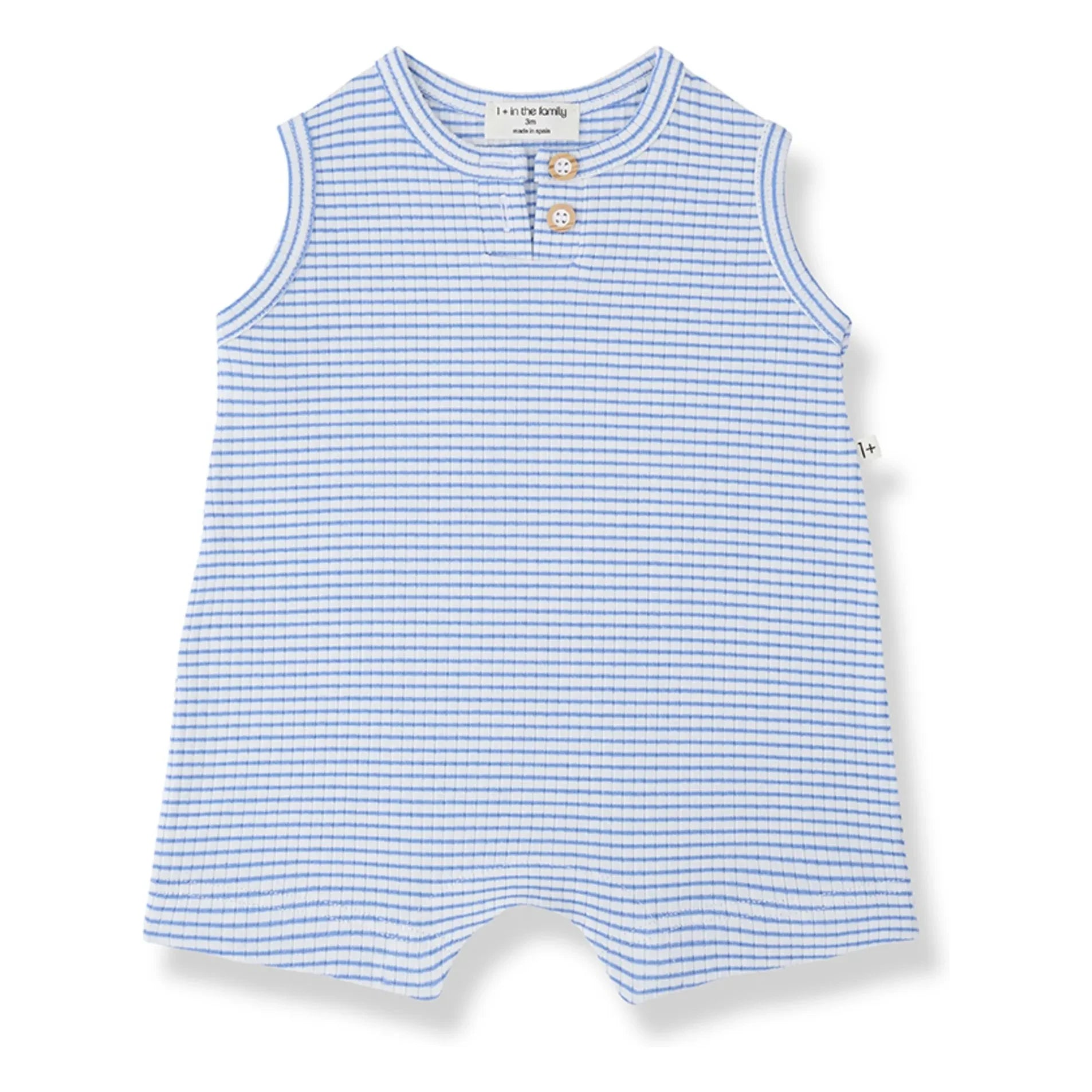 1+ in the family - Gestreifter Vendrell Cord-Overall | Hellblau
