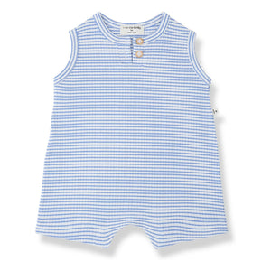 1+ in the family - Gestreifter Vendrell Cord-Overall | Hellblau