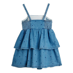 Mini Rodini – Bio-Baumwoll-Denimkleid mit Tupfenmuster | Blau